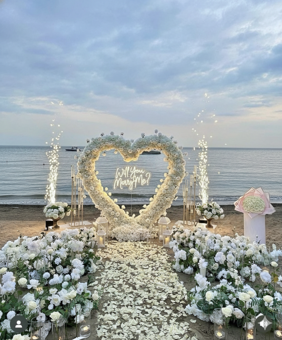 Escena Floral para Propuesta de Matrimonio – Momento Inolvidable