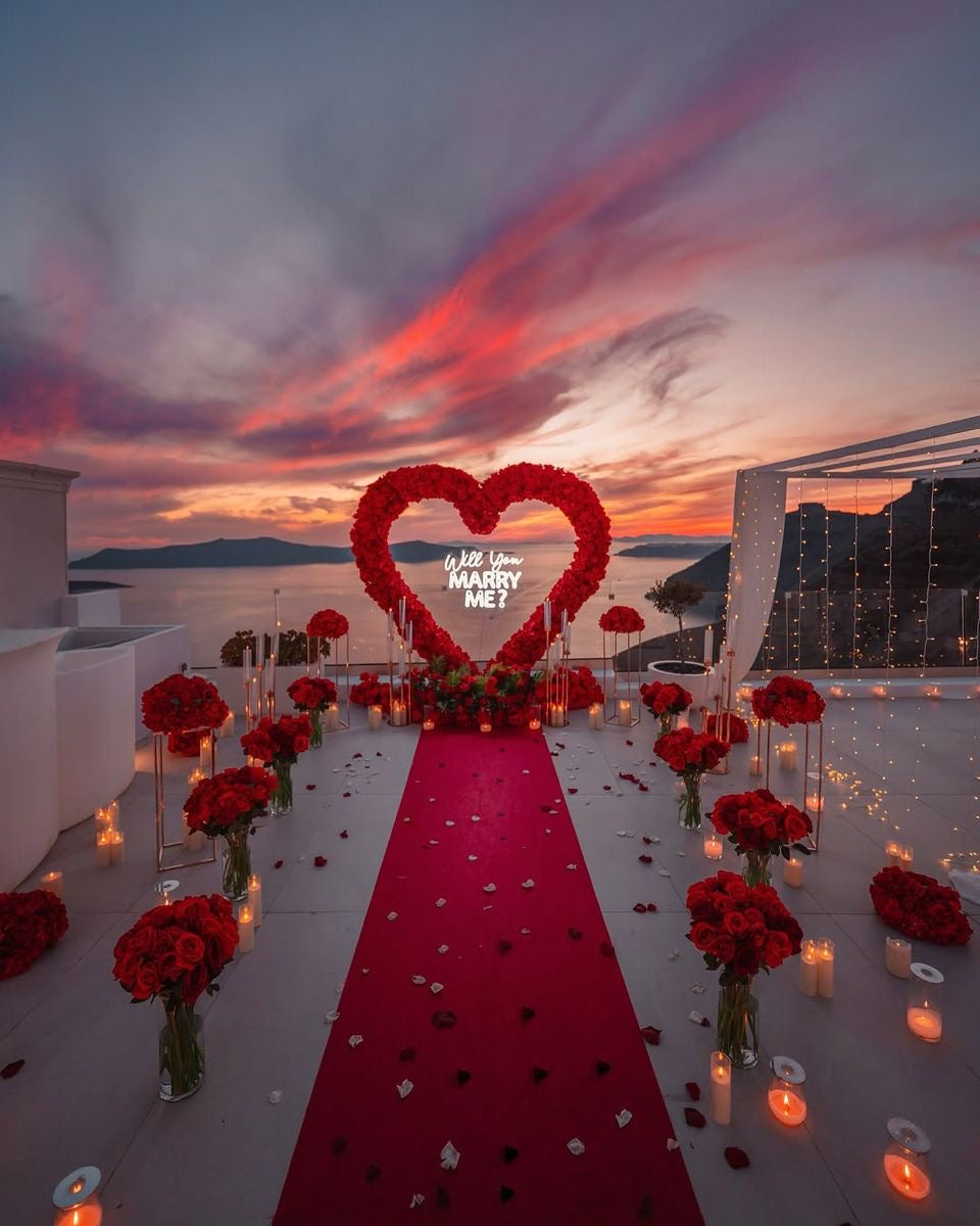 Escena Floral para Propuesta de Matrimonio – Momento Inolvidable